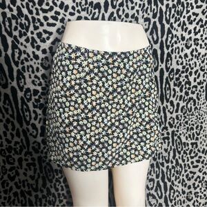 Floral Mini Skirt - Black and multicolor
